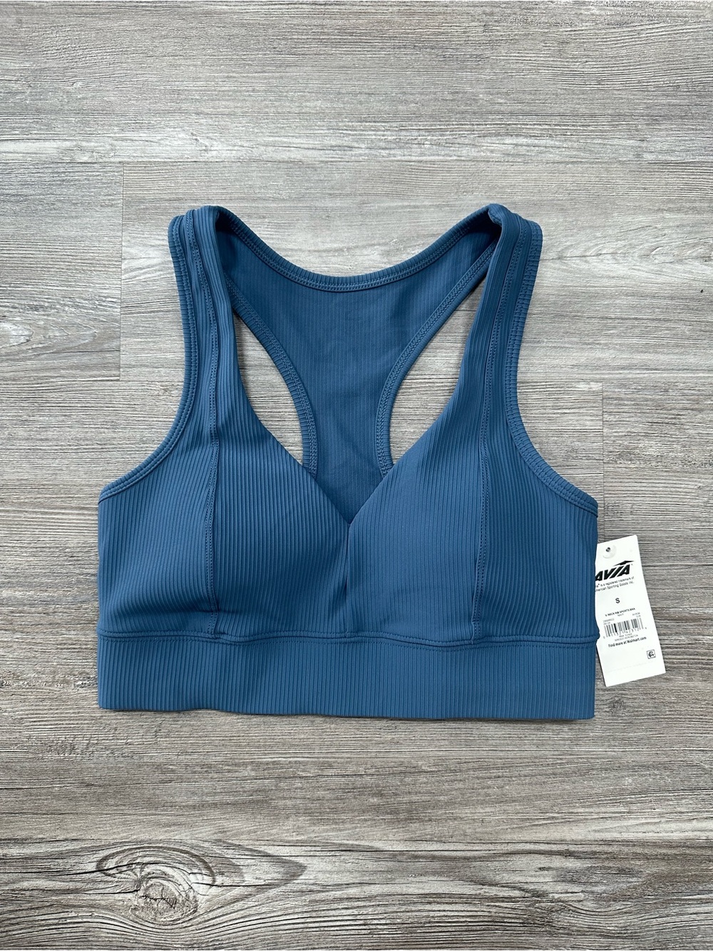 Avia V-Neck Blue Rib Sports Bra